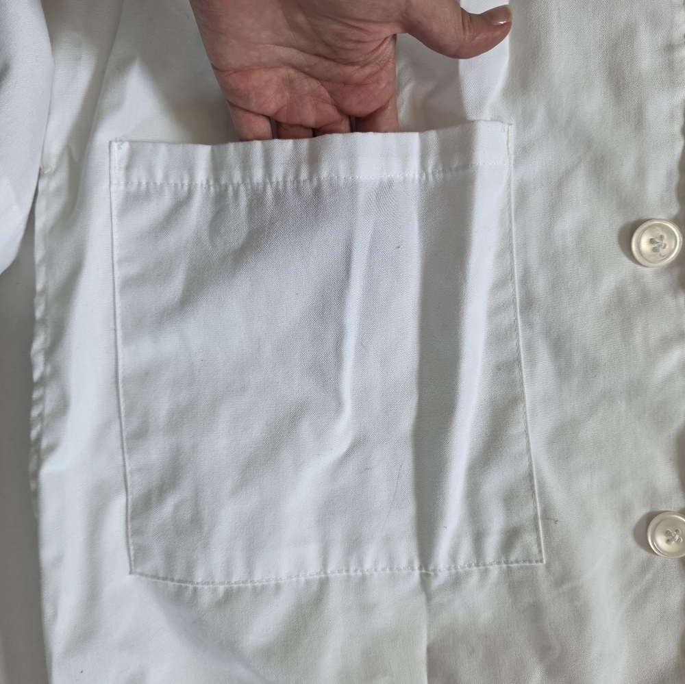 Landau Unisex White Full Length Lab Coat medical scrubs size Medium - Picture 4 of 5